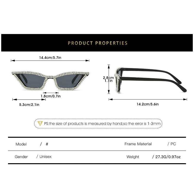 5 Colors Special-Shaped Cat-Eye Fashion Sunglasses Niche Hip-hop Trendy Sunglasses With Dimond For Women 2154