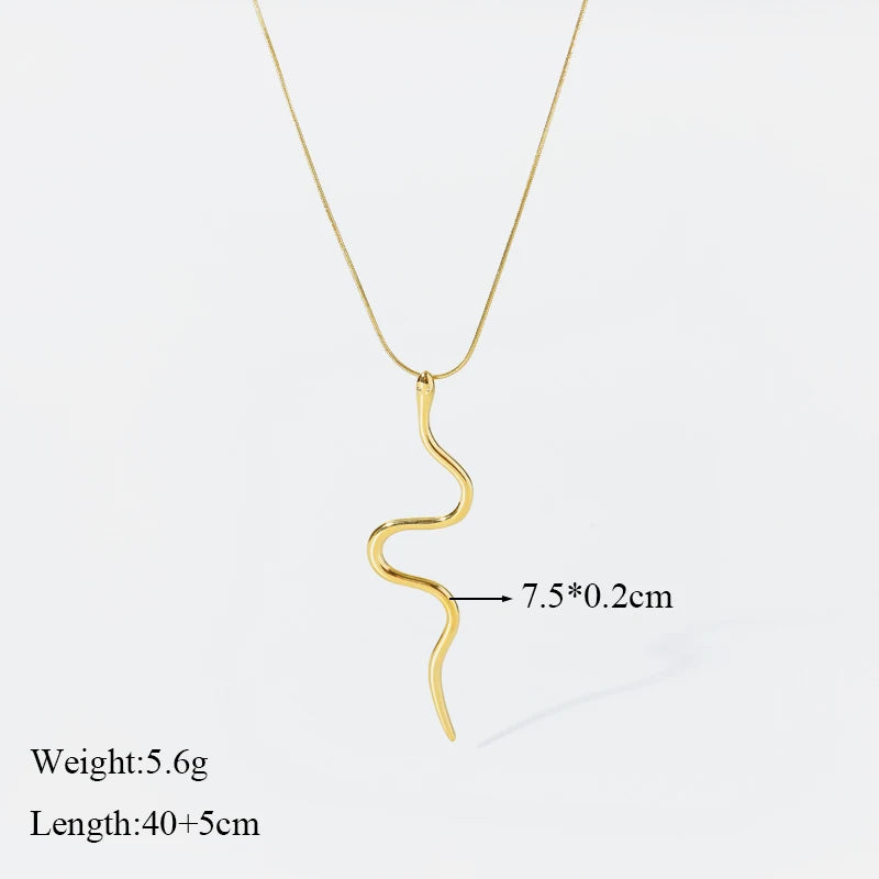 Stainless Steel Creative Gold Color Snake Pendant Necklace For Women Girl New Design Waterproof Jewelry Gift Party