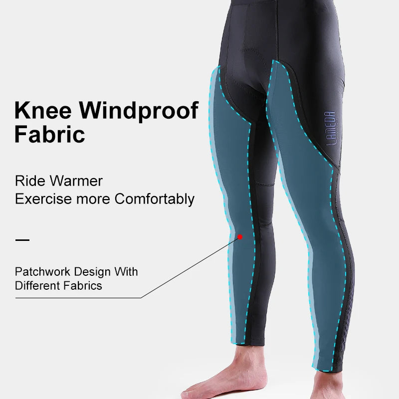 Original LAMEDA S-2XL UK Size Thermal Fleece Cycling Winter Warm Pants Man Winter Men's Bib Pants Windproof Road Bike Trousers Padded Bicycle Leggings MTB Clothing