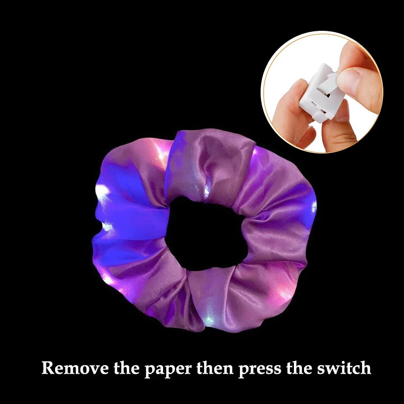 1/10/20 PCS Set LED Luminous Earrings Scrunchies Glowing Hairband Girl Light Up Hair Scrunchy Rave Festival Party Night Clubwear Headwear Supplies Hair Accessories