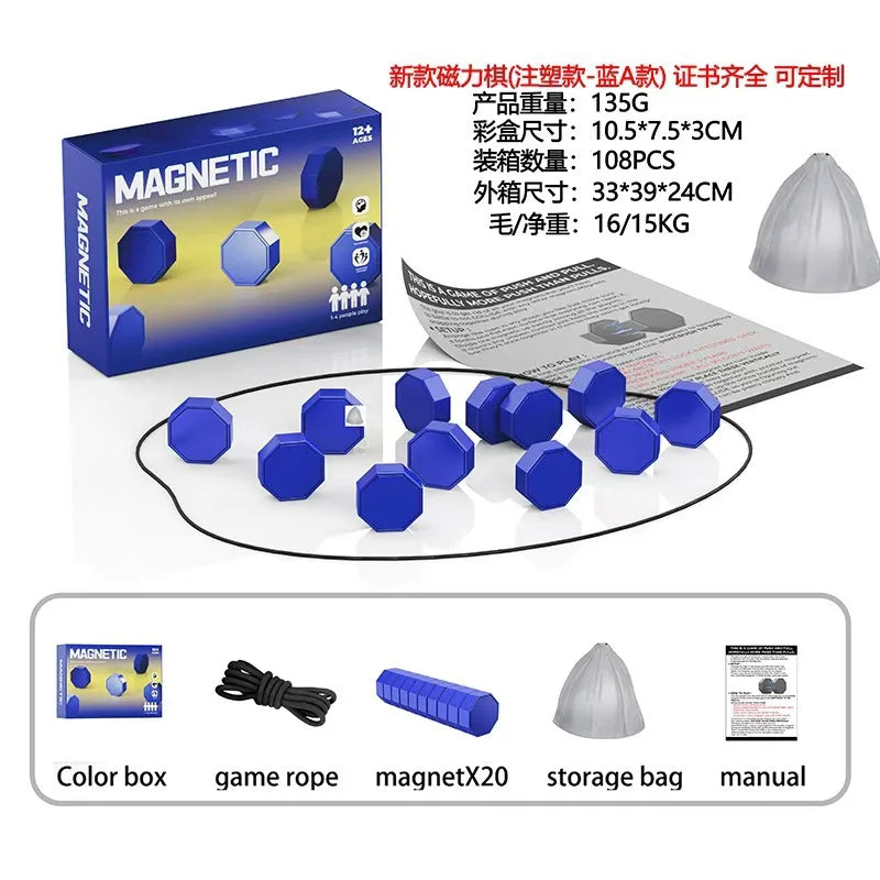 10 Colors Family Party Games Magnetic Stones Chess Game Interactive Magnet Board Strategy Game for Kids Adults High Quality Longest Side 3.4cm Home Games