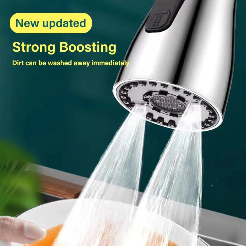 3 In 1 Kitchen Faucet Extender Universal 360° Rotate Pull Out Kitchen Sink Tap Multi-Mode Strong Flushing Booster Kitchen Accessories Home Washing Tools