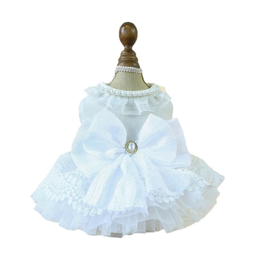 White Pearl Dog Wedding Dress Bridal Wedding Costume Puppy Princess Dresses for Small Dogs Luxury Clothes Pomeranian Chihuahua