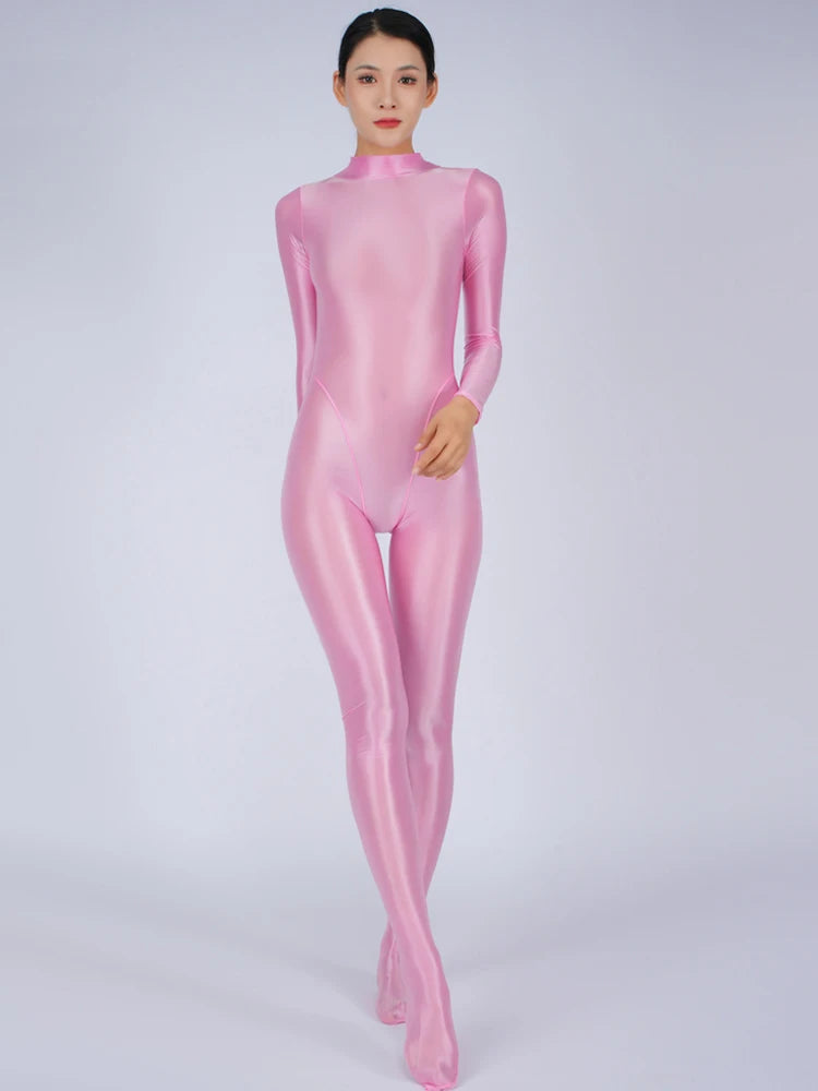 8 Colors M-3XL UK Plus Size Sexy Women Yoga Shaper Tight Dance Wear Oil Glossy Shiny Elastic Bodysuit Sheer See Through Rompers Jumpsuits Candy Color Leotard Tights