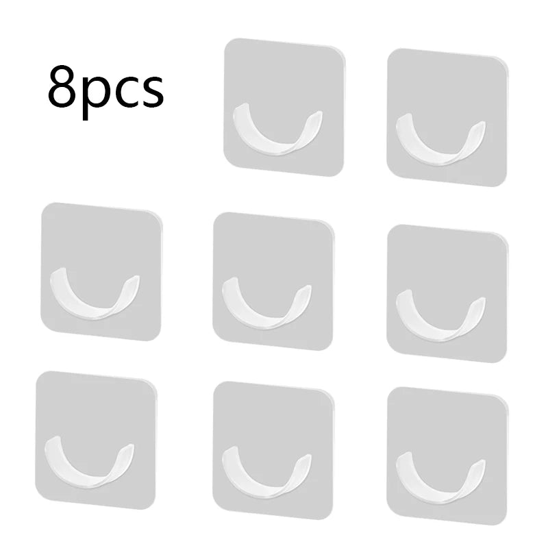 8PCS Set  Premium Telescopic Rod Bracket Strong Adhesive Shower Curtain Rod Holder Wall Mount Space-Saving for Bathroom Wardrobe Home Bathroom Tools Sets
