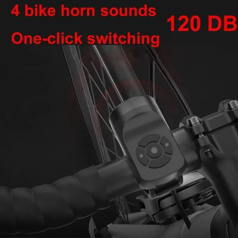 Electric Bike Horn Bicycle Bell Cycling Horn 4 Sound Modes Vibration Alarm Rechargeable Waterproof Smart Bike Horn for Mountain