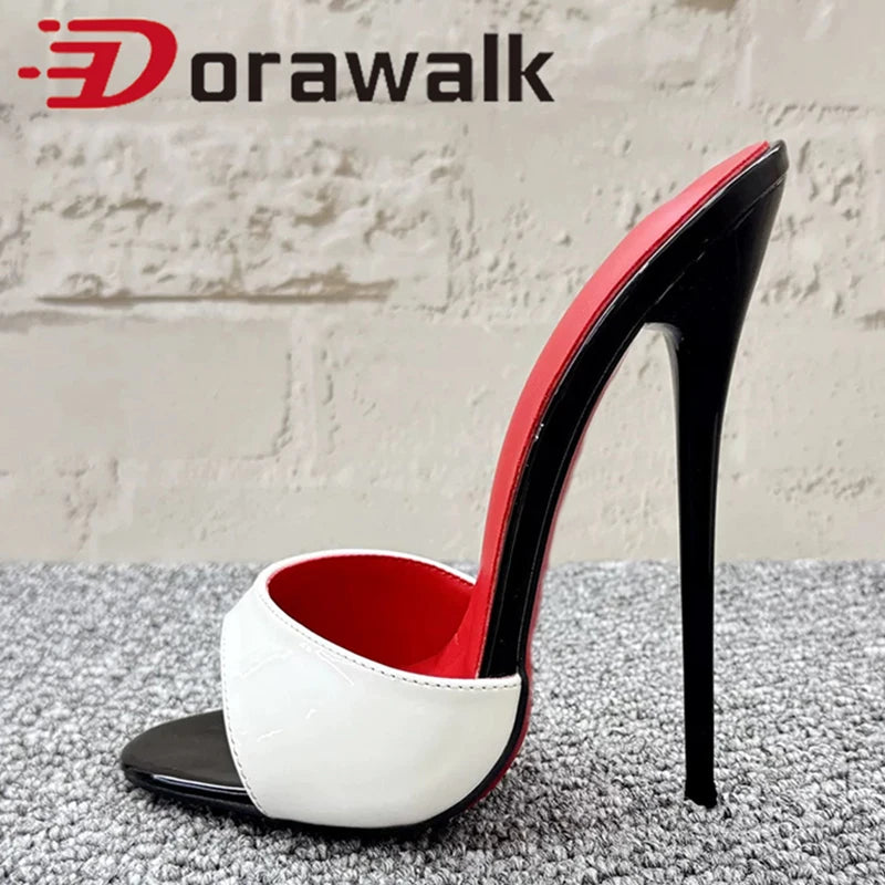 5 Colors UK (4-10) Size Chic Summer 16cm Slipper Slingback White Red inside Super High Heels Sandal Plus Size Fashion Women Fetish Cosplay Club Shoes