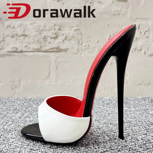 5 Colors UK (4-10) Size Chic Summer 16cm Slipper Slingback White Red inside Super High Heels Sandal Plus Size Fashion Women Fetish Cosplay Club Shoes