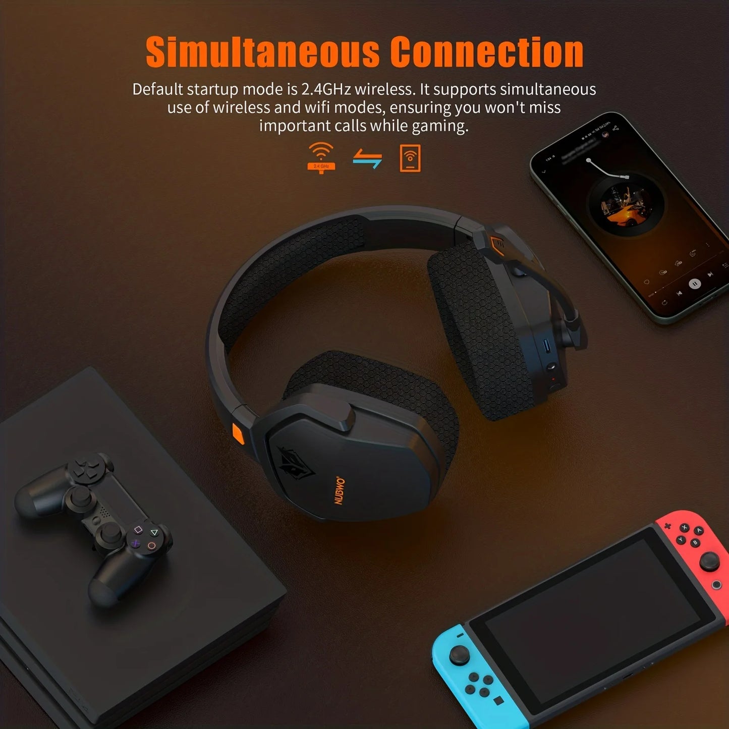G08 Gaming Headset for PS5, PS4, XBOX,PC, Mac, 2.4GHz Ultra-Low Latency Noise Cancelling Bluetooth Headphones With Mic