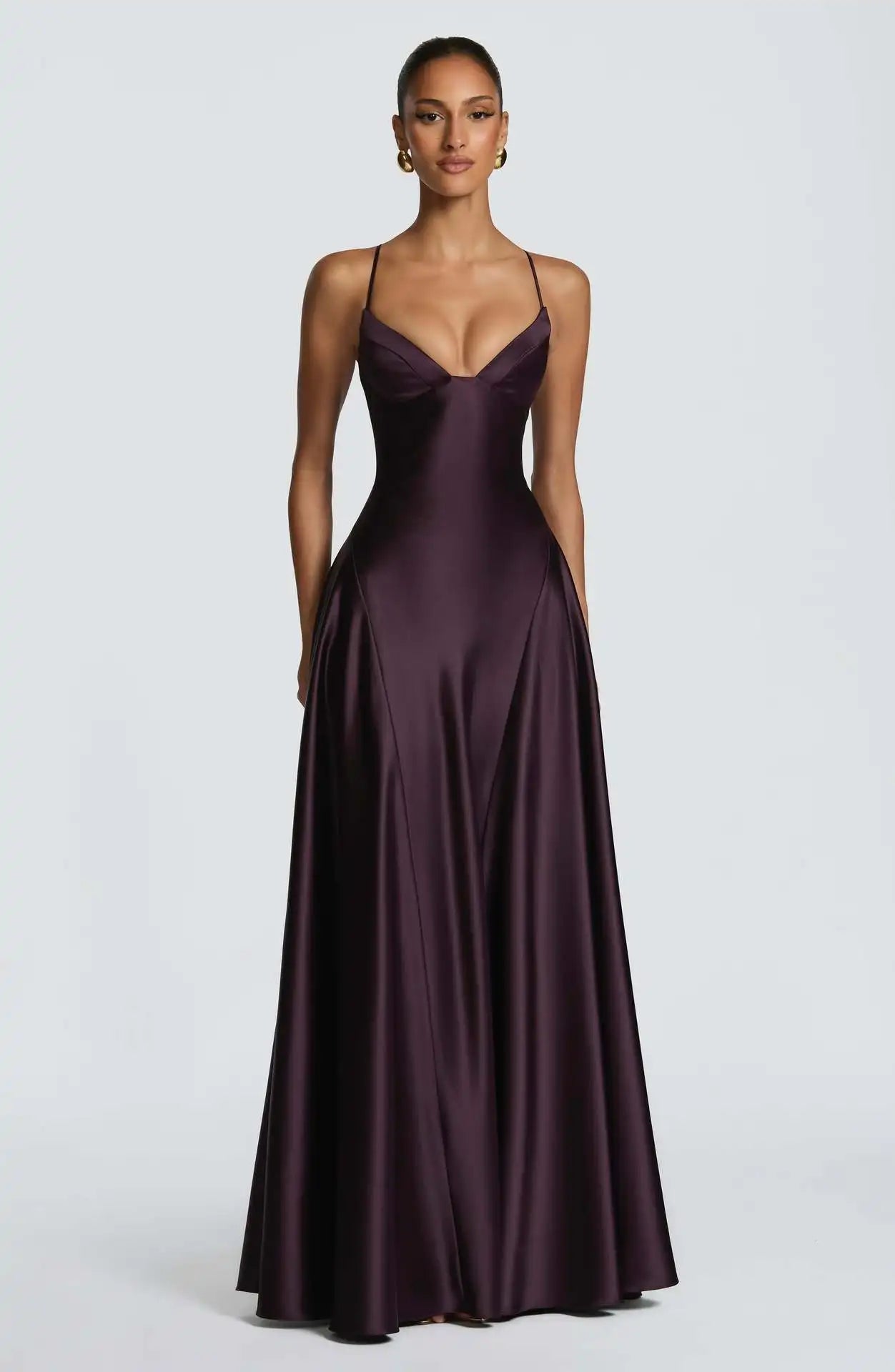 7 Types Mini and Maxi Satin Dress Elegant Satin Bustier Maxi Dress Women Yellow Spaghetti Strap V Neck A-Line Dresses Summer Lady Evening Formal Gowns.