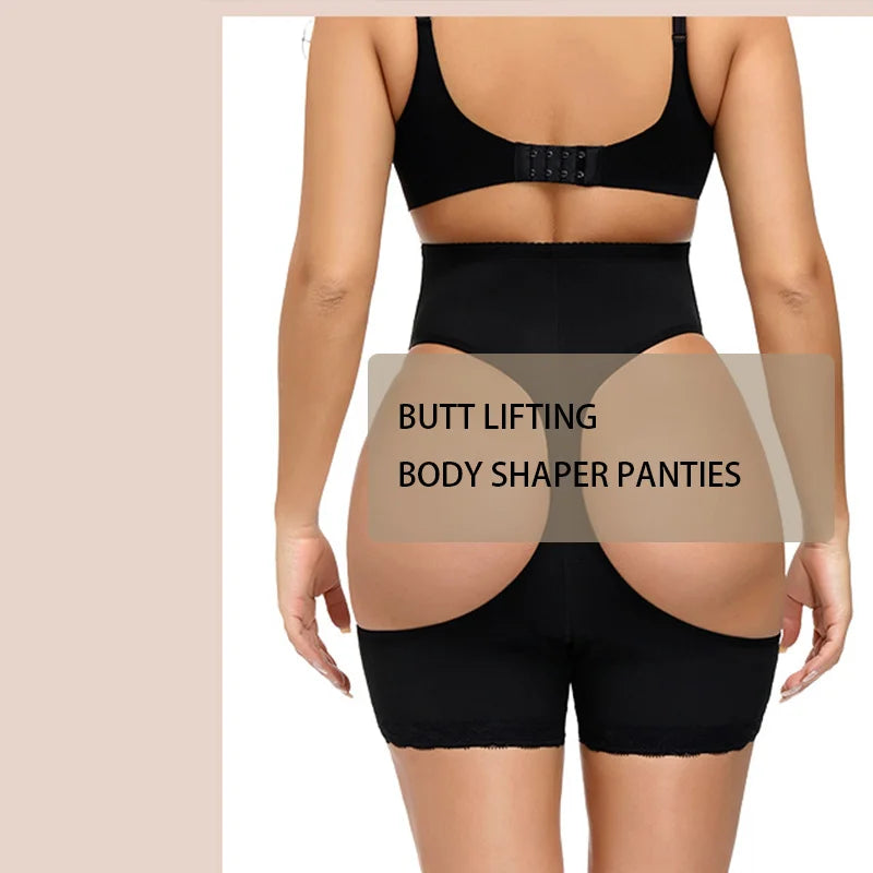 S-6XL Plus Size Women's Butt Lift Shaper Beige/Black Color Panties Hollow Out Tummy Control Hook Underwear Booty Enhancer Push Up Shapewear Ladies Underwear Apparel Accessories