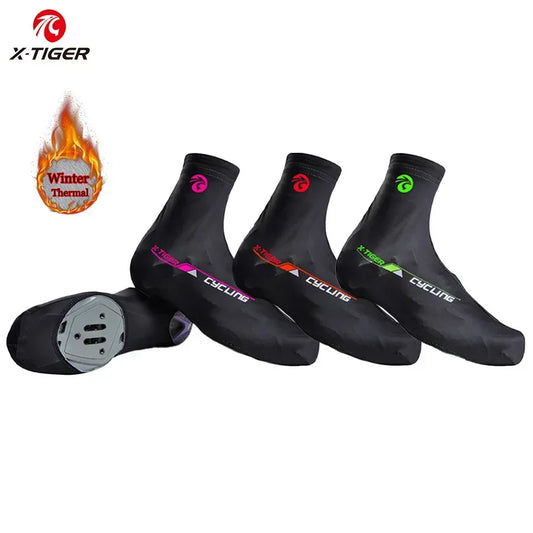 Original X-TIGER Cycling Sport Shoe Cover Winter Boot Covers Warm Thermal Windproof Overshoes MTB Bicycle Riding Racing Shoes Protector Women Men Sports Apparel Accessories