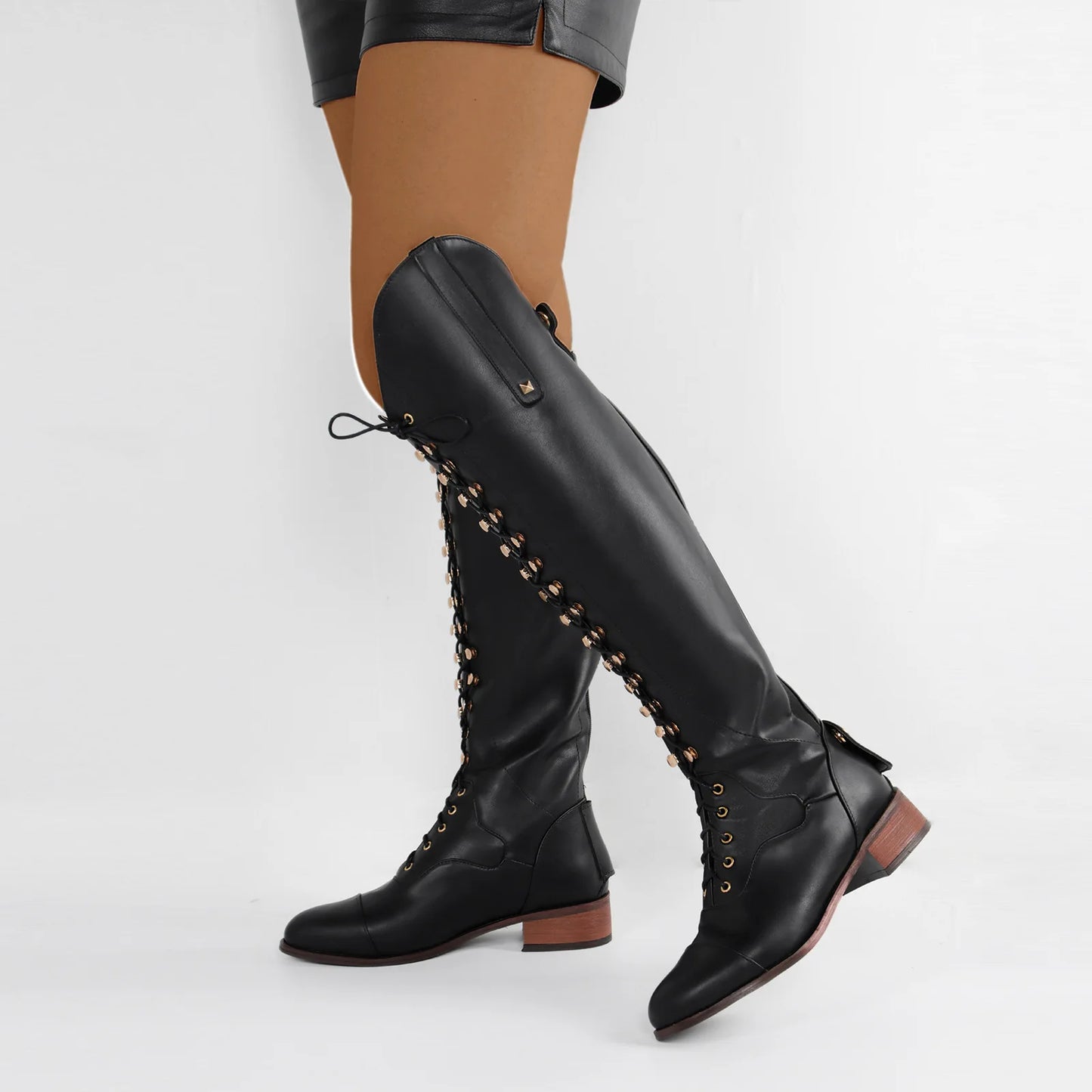 Classic Black Women Rider Horse Riding Causal Boots Smooth Leather Knee High Warm High Long Mountain Cowboy Botas Femininas