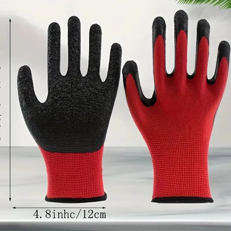 NEW Arrivals 5/10pairs Blue/Yellow/Red Non-Slip Thicken Latex Rubber Safety Work Gloves Palm Coated Gloves Mechanic Working Kitchen Gloves for Garden Home Work Tools Home Garden Accessories
