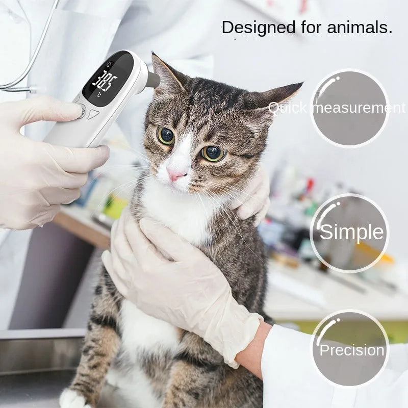 Dog Ear Temperature Monitor Pet Thermometer Non-Contact Electronic Thermometer for Pet Ear Canal Measurement in 1 Second