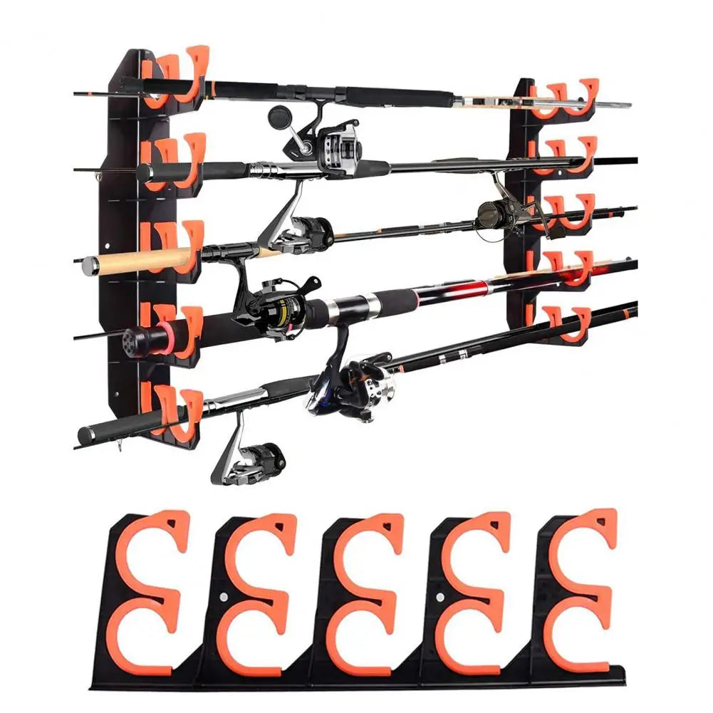 Home Garage Top Quality Fishing Rod Organizer Wall Mount Fishing Rod Holder With Mounting Screws Garage Horizontal Fishing Pole Display Organizer Stand Fishing Accessories