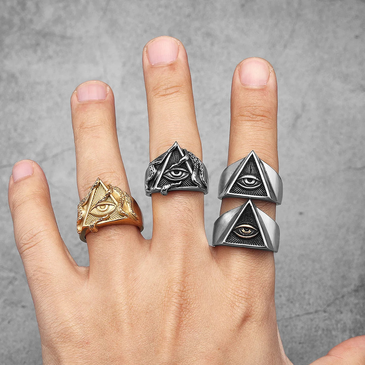 Rothchild's Illuminati Organization Freemason Octopus Eye Top Quality Titanium Steel Women's Men's Rings Punk Vintage for Boyfriend Jewelry Creativity Gifts Secret Society Products