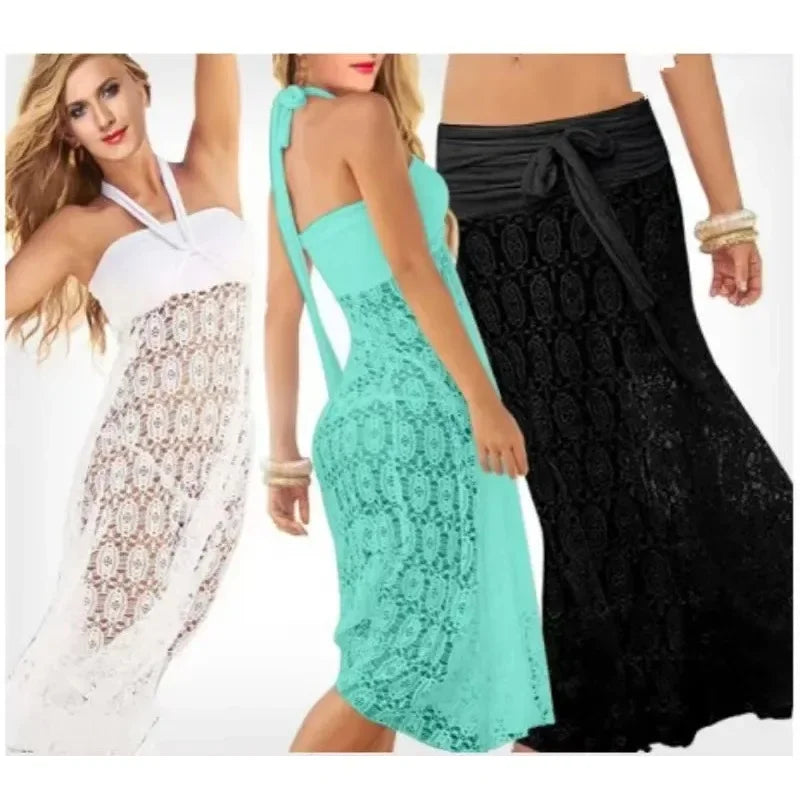 New Cover-ups Wear Cotton Tunic Dress Summer Women Beach Bikini Bath Sarong Wrap Skirt Swimsuit Cover Up