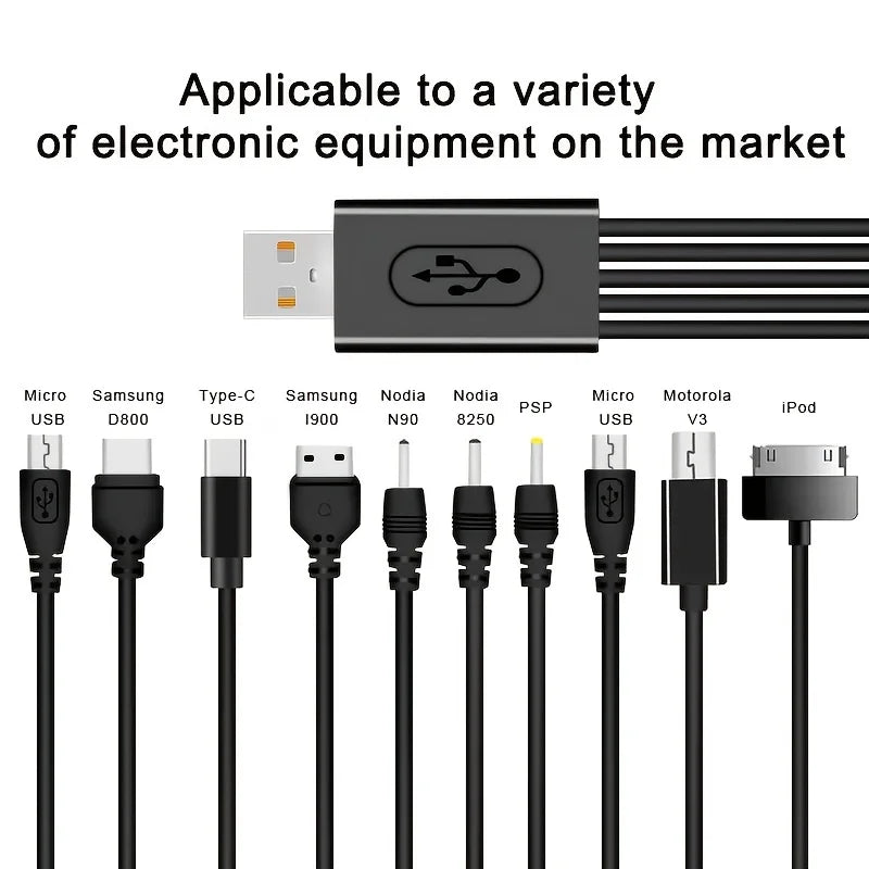 NEW Arrivals 10 In1 Set USB to Multi-Ports USB Cable Universal Phone Charging Cable Multi-head Charging Cable Cord For Samsung Nokia Phone Charger