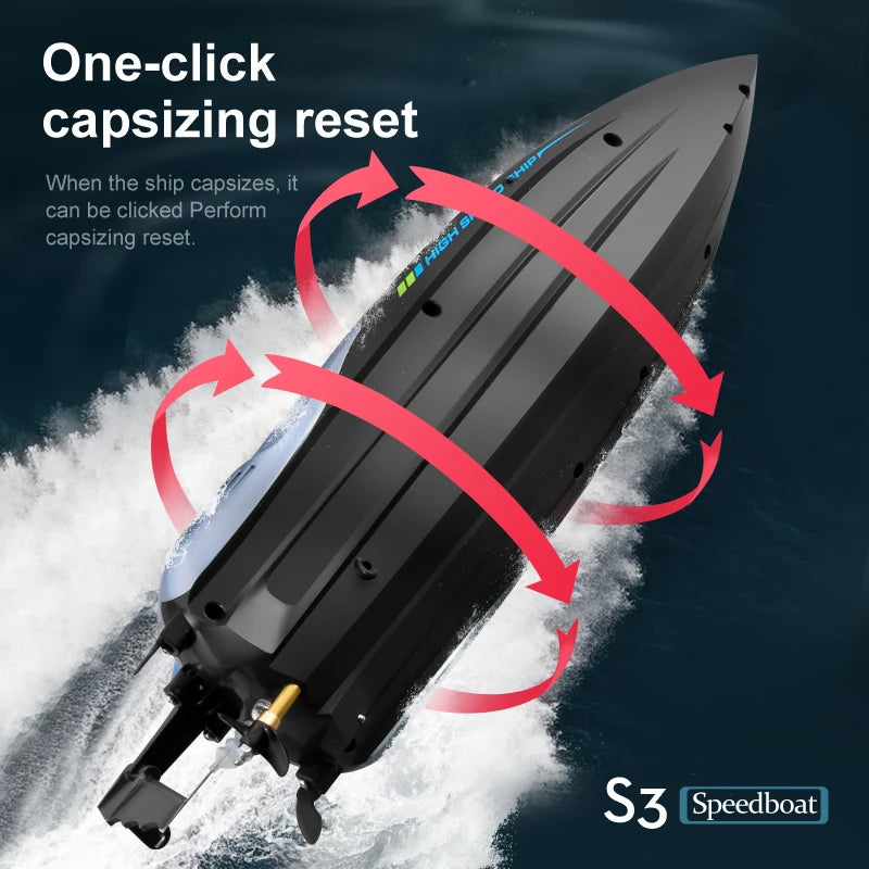 S3 Remote Control Boat High-Horsepower Water Large High-Speed Speedboat Charging Motor Adults Children Ship Model Toy Gifts Water Sport Games
