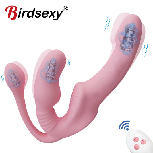 Dildo Vibrator Strapless Strap-on Anal Plug For Couples Lesbian Wireless Remote Control G Spot Double-heads Vibrator Sex Toys