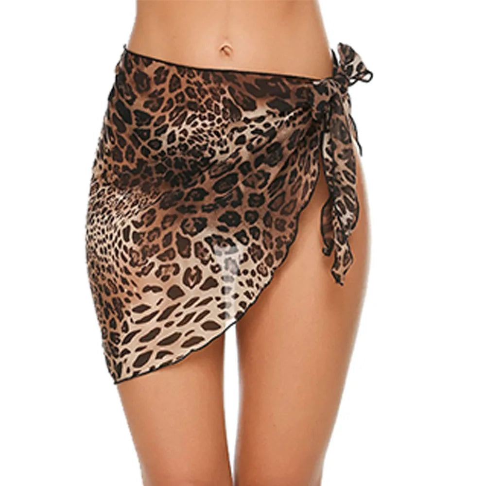 NEW Arrivals 21 Colors/Patterns Sexy Swimsuit Cover-Ups for Women Ruffle Hem Sarong Beach Brazilian Bikini Wrap Sheer Short Skirt Chiffon Scarf for Swimwear Ladies Girls Sexy Beach Wear