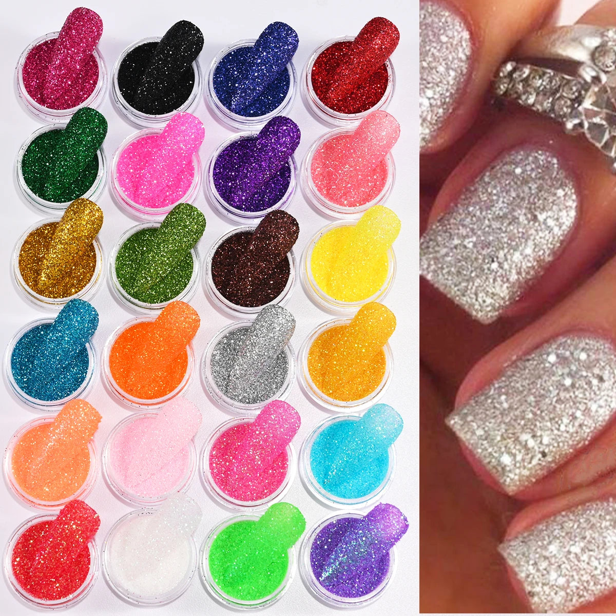 Set Sparkly Holographic Fine Sugar Nail Powder Diamond Chrome Pigment Dust For Gel Polish Glitter Manicure Accessories