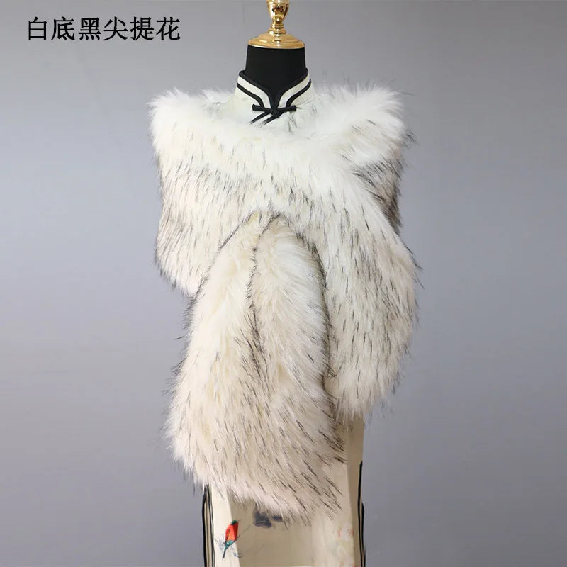 NEW Arrivals 32 Colors 160*22cm Women Luxury Warm Faux Fox Fur Shawl Winter Ladies Plush Scarf Wraps Cloak Coat Wedding Long Cape Scarves Girls Ladies Luxury Fashion Clothing Products