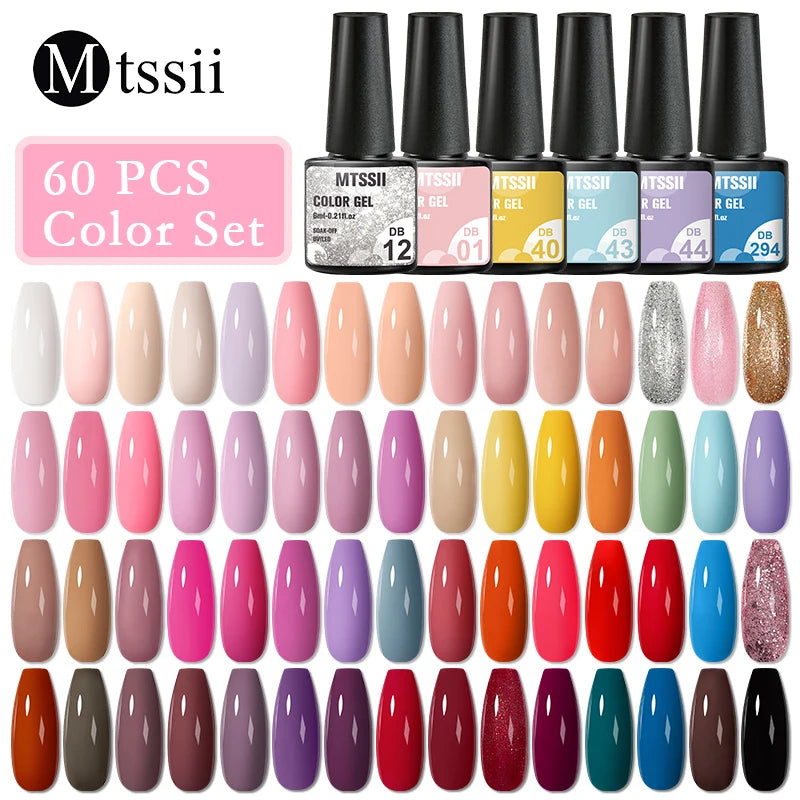 NEW Arrivals 24/40.120PCS Set Colors Gel Nail Polish Set Semi Permanent Hybrid Gel Varnish Set Base Top Coat Soak Off UV LED Nail Gel Kits Manicure Pedicure Accessories Nail Care Tools Sets Cosmetic Supplies