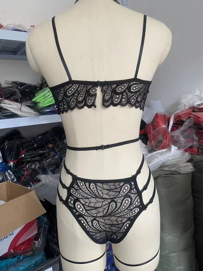 3 PCS Set S-XL New Hot Women Christmas Lingerie Sets Erotic Babydolls Nightdress Thong Garter Underwear Set Sex Costumes Nightrobe