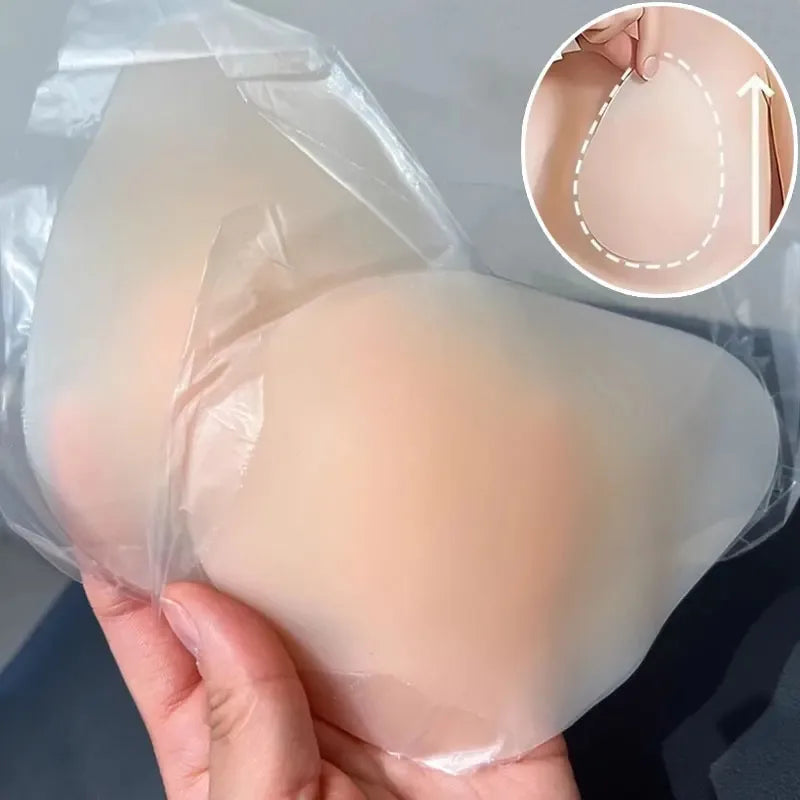 2 Pairs Set No Glue Sticky Nipple Cover Plunge Droplet Invisible Bra Ultra Thin Seamless Silicone Stickers Lifting Breast Pasties Pads Ladies Underwear Accessory Sets