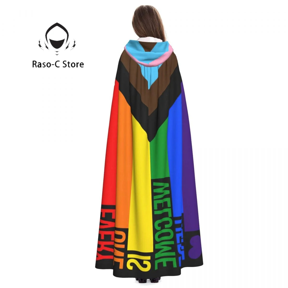 Long Cape Cloak Pride Flag Rainbow Hooded Cloak Coat Autumn Hoodies