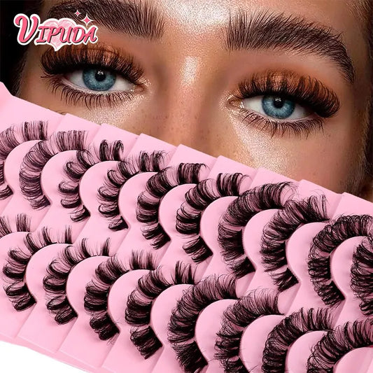 10 Pairs Russian Segmented Eyelashes Of 3D Mink Dramatic Lashes Hand Made Fluffy Soft Fake Eyelash Extension Cosmetics