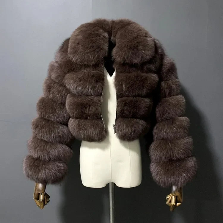 NEW Arrivals S-3XL 5 Colors Women Faux Fur Coats Fox Short Coat Turn Down Collar Zipper Full Sleeve Thick Warm Open Stitch Elegant Splice Autumn Winter Snow Outerwear Ladies Girls Luxury Fashion Clothing Supplies