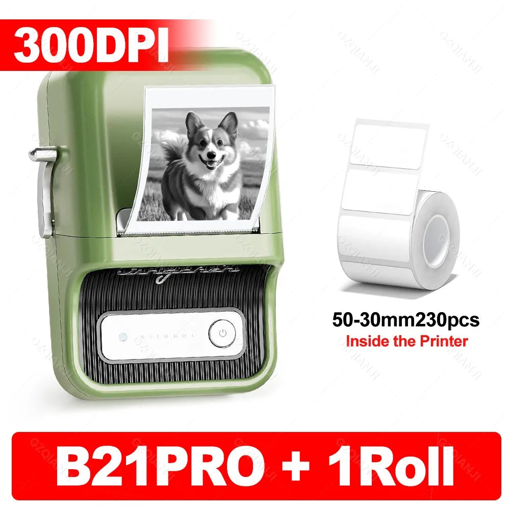 B21 PRO Mini Adhesive Label Printer Wireless Portable Thermal inkless Maker Photo Barcode Price Tag Sticker 200 300dpi