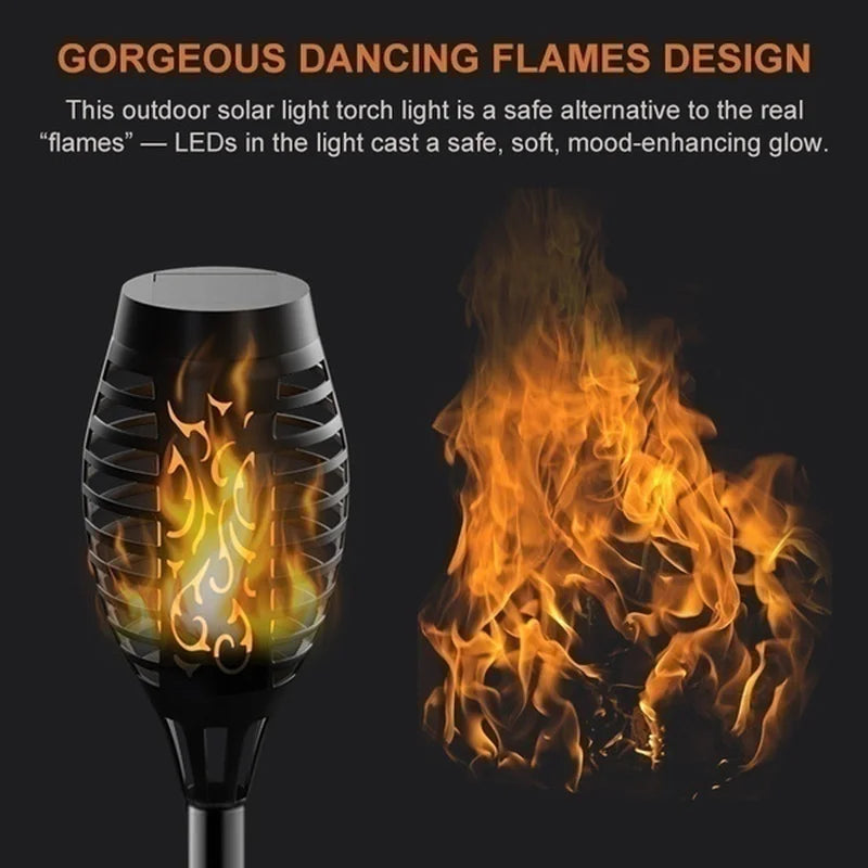 4/6/8/10Pcs Solar Flame Torch Lights Flickering Light Waterproof Garden Decoration Outdoor Lawn Path Yard Patio Floor Lamps