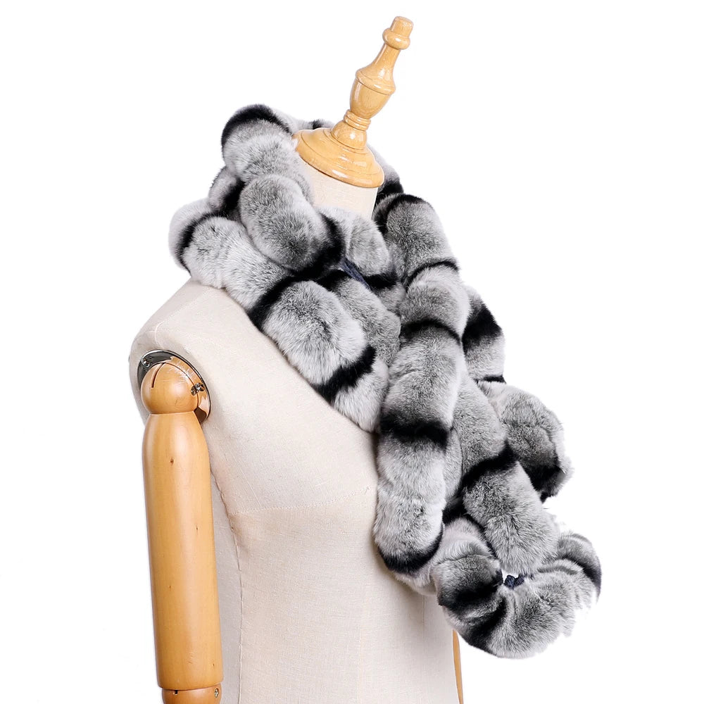 Low-Price Sales are Limited Genuine Women's Girls Winter Warm Soft Real Rex Rabbit Fur Hand Sew Scarf Scarves Wraps Neck Warmer Shawl Scarfs Female Ladies Winter Fashion Clothing Accessories Products