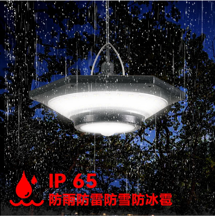 Motion Sensor Solar Pendant Lights Outdoor Indoor 228LED Shed Light with Motion Sensor 3 Lighting Modes Waterproof for House Gazebo Lamp