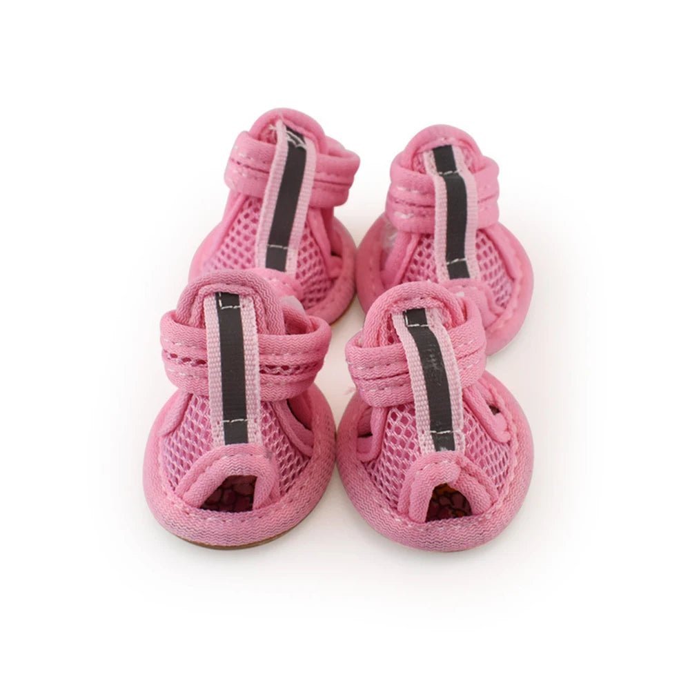 4 PCS Set XS-XL 4 Colors Summer Dog Shoes Breathable Sandals for Dog Cat Walking Running Outdoor Anti Slip Paw Protectors & Pet Gifts