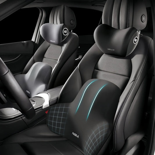 NEW Arrivals 2PCS Set 3 Colors Car Memory Foam Lumbar Support Cushion, Polyester Fabric, Anti-Slip, Washable, Ergonomic Design, Slow Rebound Memory Material
