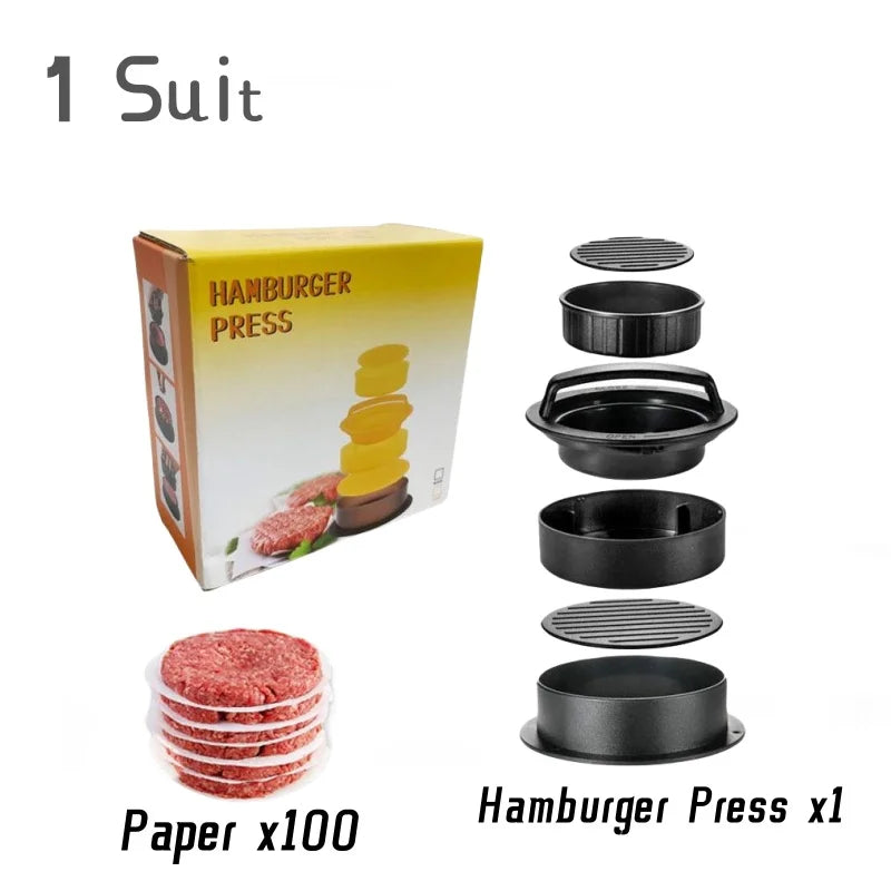 NEW Set Non Stick Hamburger Meat Press Maker Round Shape Stuffed Burger Patties Beef Grill Pie Press Mold Kitchen Accessories