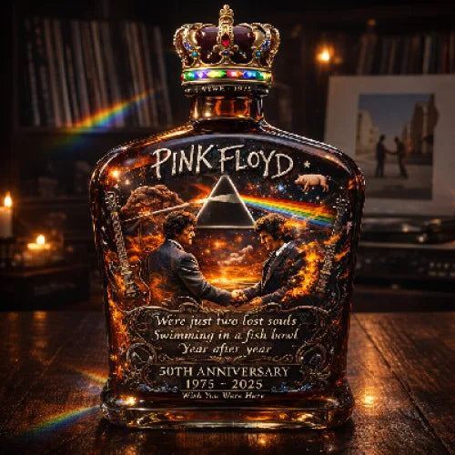 PINK FLOYD Tribute Whiskey Liquor Alcohol Decanter, 50th Anniversary Wish You Were Here Design Liquor Bottle, Premium Gift for Rock Music Lovers Home Pubs Bar Night Club Hotels Barware Supplies