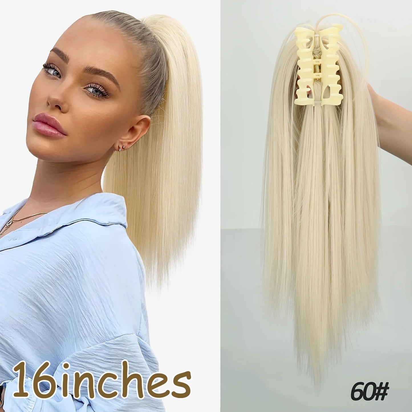 NEW  Synthetic Long Straight Wrap Around Clip In Ponytail Hair Extension Can Be Permed Heat Resistant Pony Tail Fake Hair