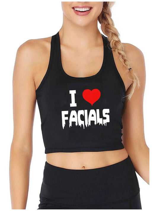 NEW Arrivals S-2XL 3 Colors I Love Facials Design Cotton Sexy Slim Crop Top Women's Humor Flirtatious Style Tank Tops Swinger Funny Naughty Camisole
