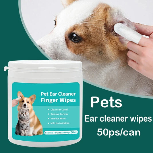 NEW Arrivals 50PCS Pet Korean Cleaning Products Ear Cleaning Wipes Ear Care Fingertips Ear Mite Removal Cat and Dog Ear Hygiene Products Pets Health Care Supplies