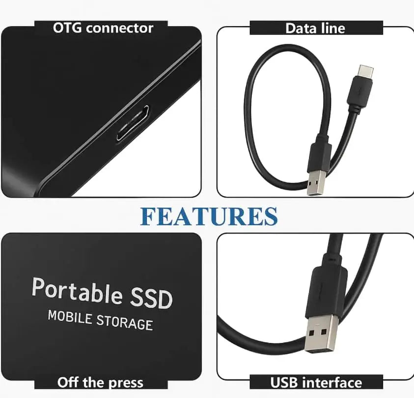 Portable Mobile Hard Disks Lightweight USB 3.2 External Hard Drive Fast Transfer External Solid State Drives For Laptop Desktop PC Computer Accessories