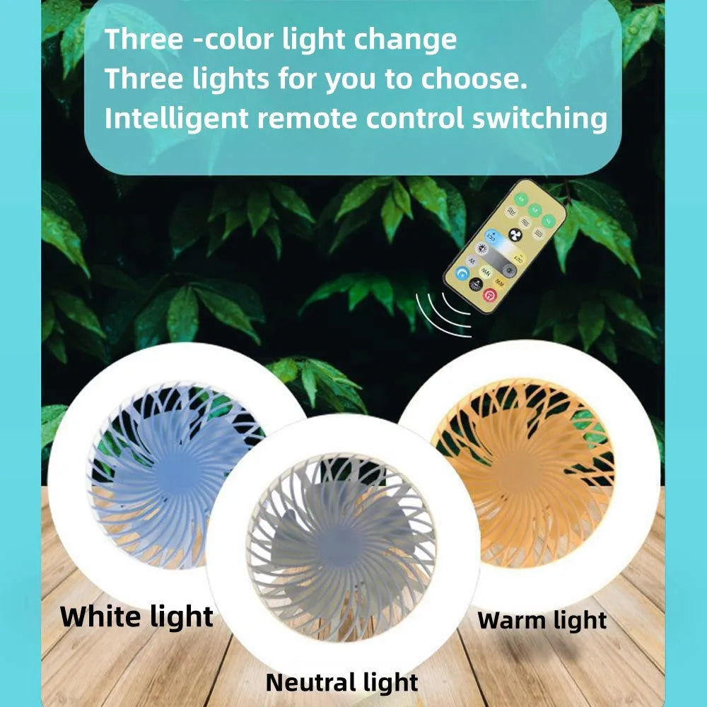 Remote Control 2-in-1 Three-speed Mode LED Fan Light LED Lamp Bead E27 Screw Fan Light Wall Control Bedroom Light Fan Ceiling