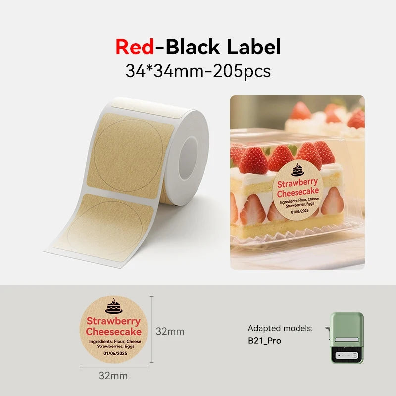 NEW Arrivals  Red & Black Dual Color Thermal Label Paper for B21 Pro Printer 300dpi Photo Paper With Adhesive Backing