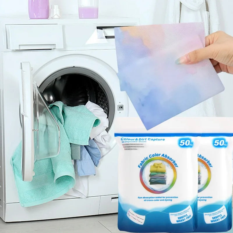 100/200 PCS 48 Bags Set Color Absorbing Catcher Cloth Film Household Machine Wash Nonwovens Anti Cross Dyeing Paper Sheets  Clothes Mixed Washing No Cross Color Tools Laundry Cleaning Accessories