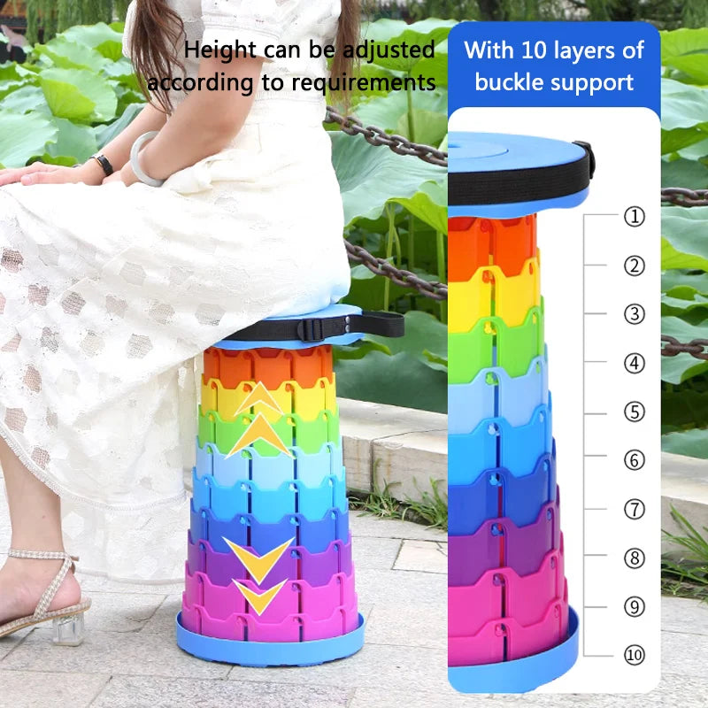 Portable Round Folding Chair Accordion Chair Height Adjustment Simple Tool Elephant Swing Playground Queue Chair